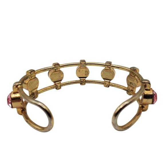 Modernist Crystal Wire Cuff Bracelet Multi Color Faux Gem Boho Bangle Open Work - Picture 7 of 8